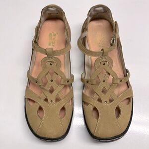 Jambu Women’s Closed Toe Terrain Sandals 8M Taupe Brown Pink Hook & Loop Straps